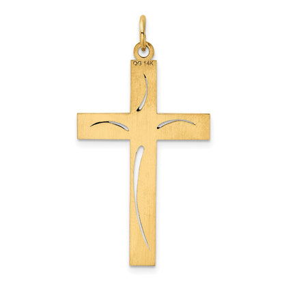 14K Gelbgold 14K Lasergraviert Kreuz Anhänger
