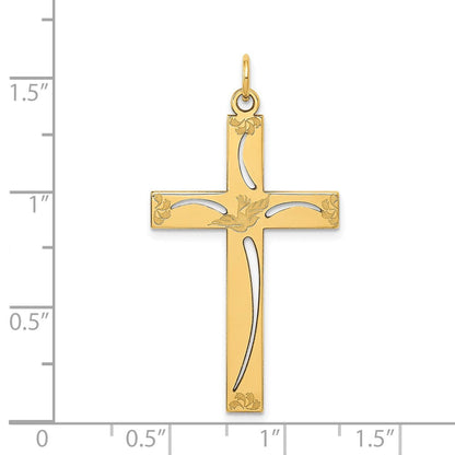14K Gelbgold 14K Lasergraviert Kreuz Anhänger