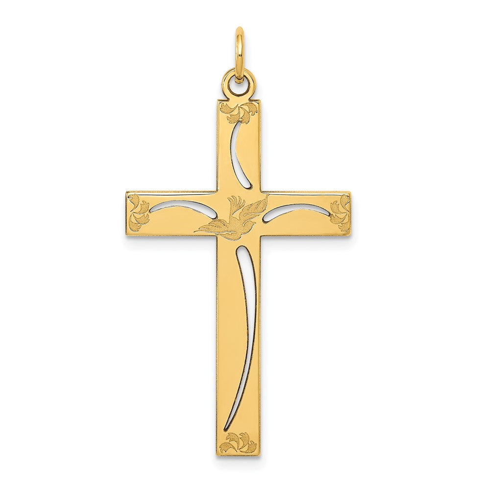 14K Gelbgold 14K Lasergraviert Kreuz Anhänger