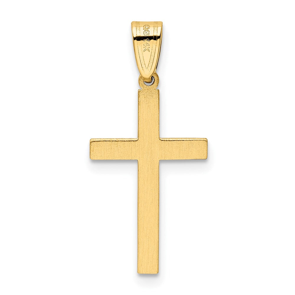 14K Gelbgold 14K Massiv Lasergraviert Geätzt Kreuz Anhänger