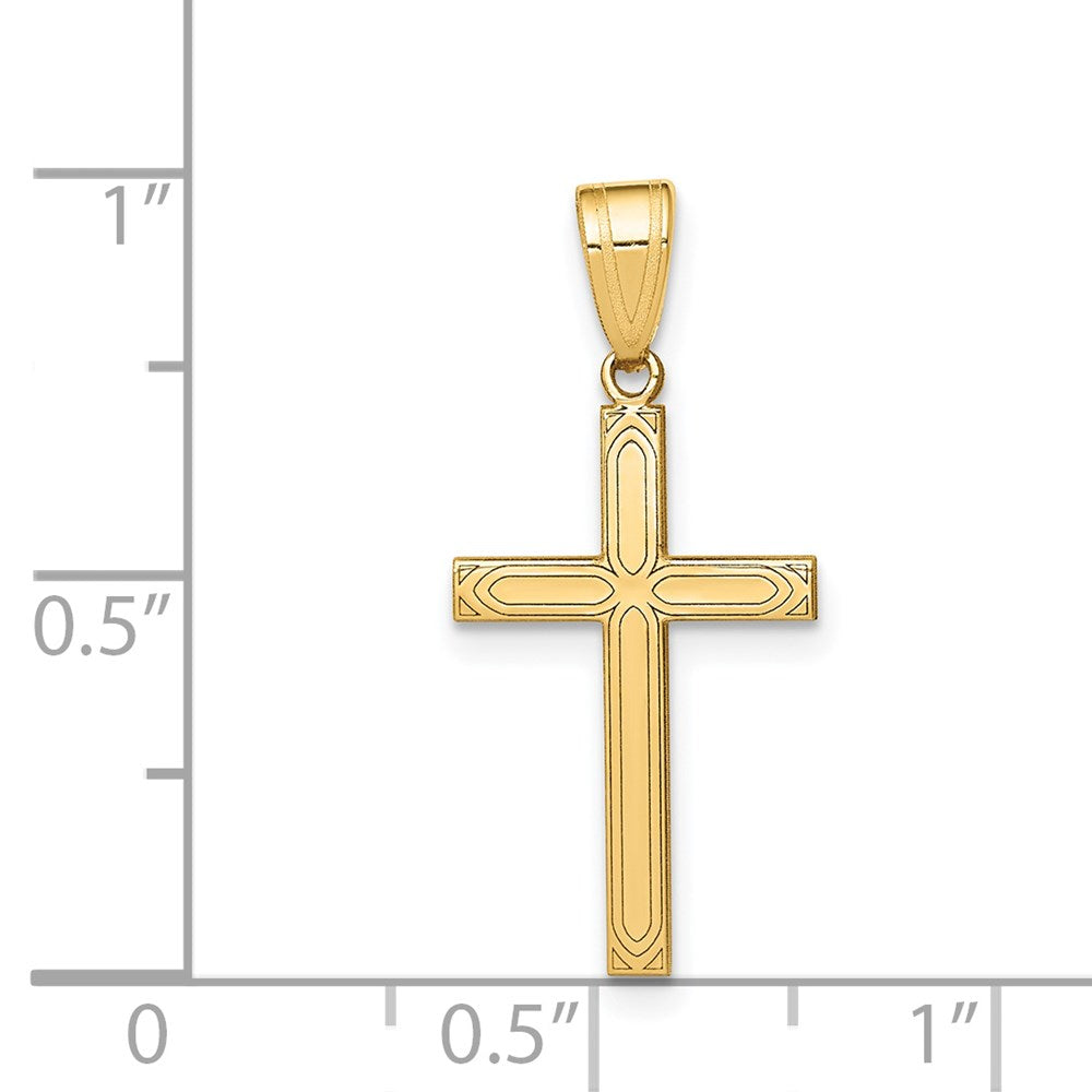 14K Gelbgold 14K Massiv Lasergraviert Geätzt Kreuz Anhänger