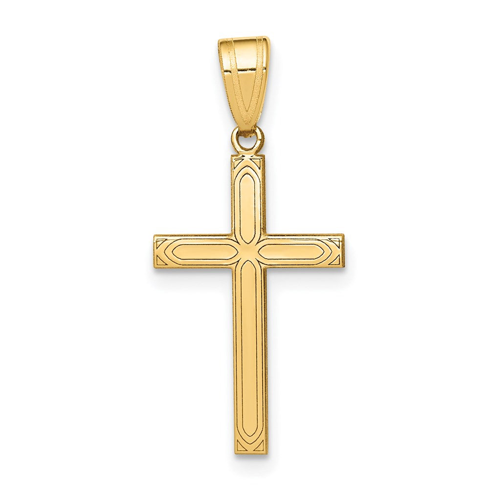 14K Gelbgold 14K Massiv Lasergraviert Geätzt Kreuz Anhänger