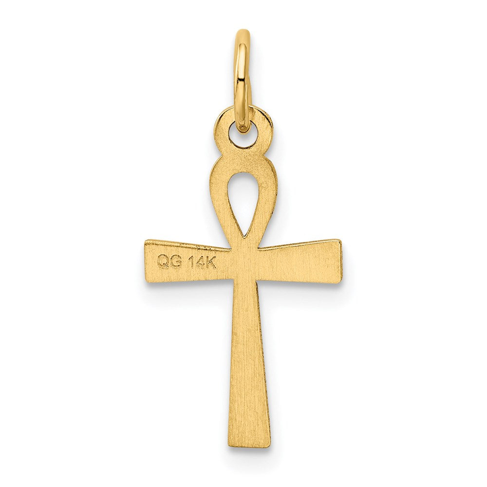 14K Gelbgold 14K Lasergraviert Ankh Kreuz Charm