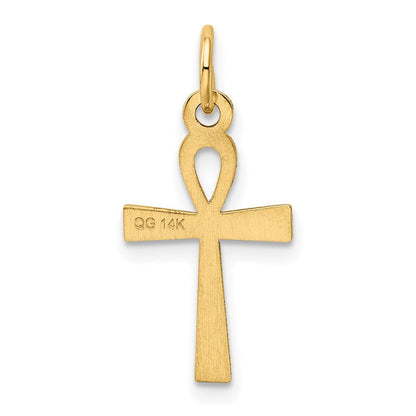 14K Gelbgold 14K Lasergraviert Ankh Kreuz Charm