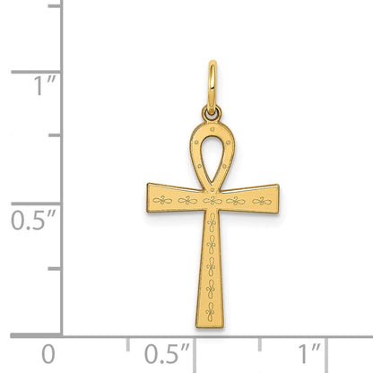 14K Gelbgold 14K Lasergraviert Ankh Kreuz Charm