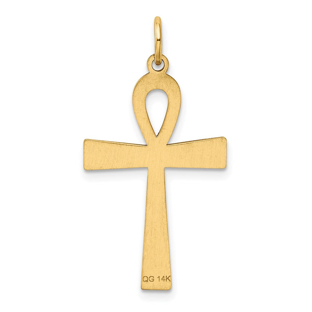 14K Gelbgold 14K Lasergraviert Ankh Kreuz Anhänger