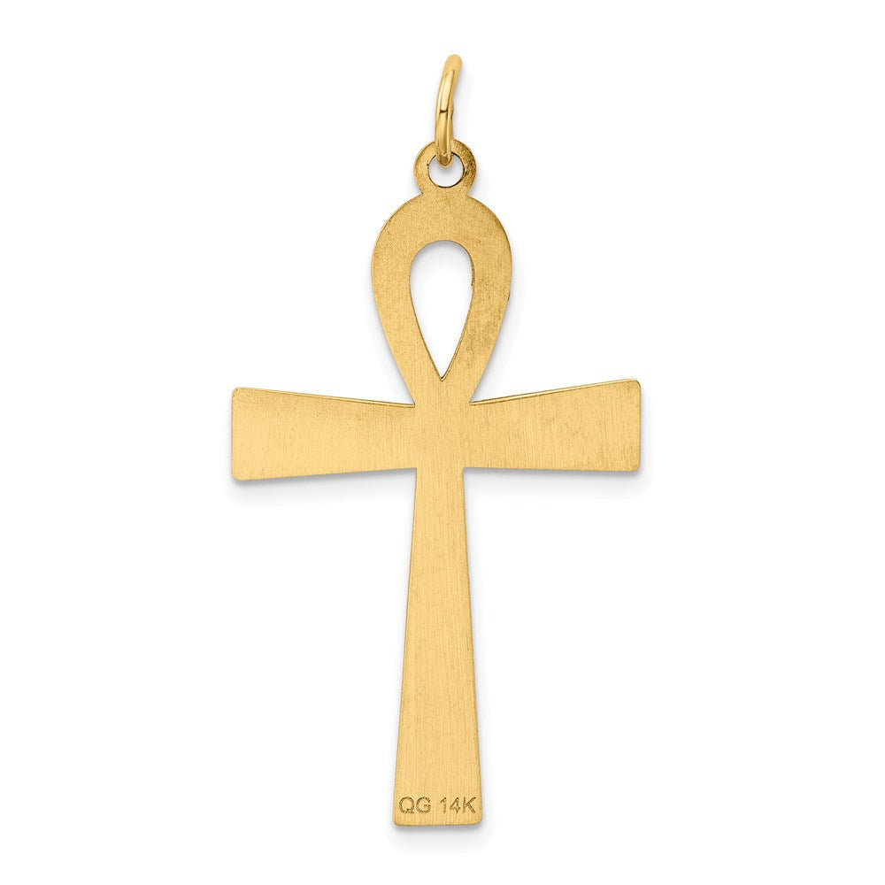 14K Gelbgold 14K Lasergraviert Ankh Kreuz Anhänger