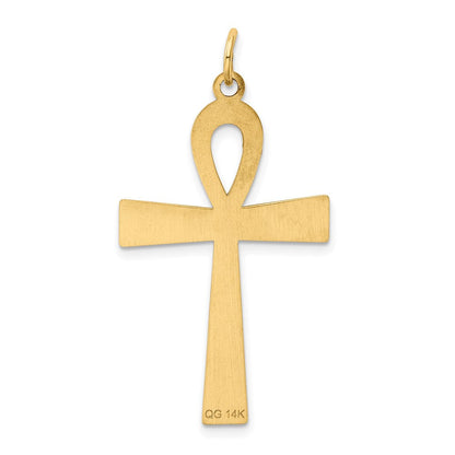 14K Gelbgold 14K Lasergraviert Ankh Kreuz Anhänger