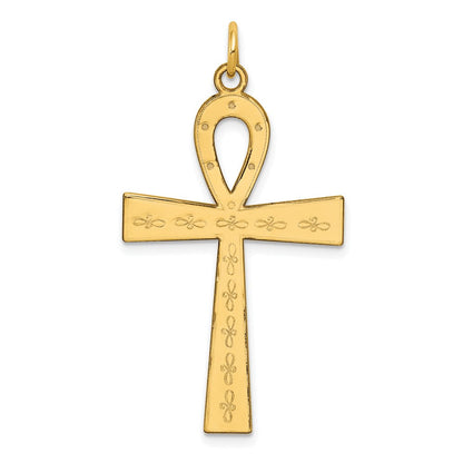 14K Gelbgold 14K Lasergraviert Ankh Kreuz Anhänger