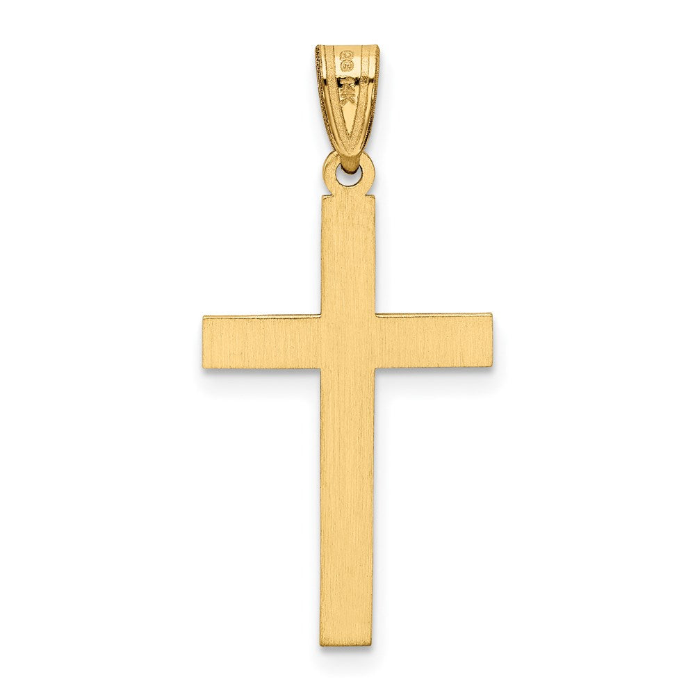 14K Gelbgold 14K Massiv Lasergraviert Geätzt Kreuz Anhänger