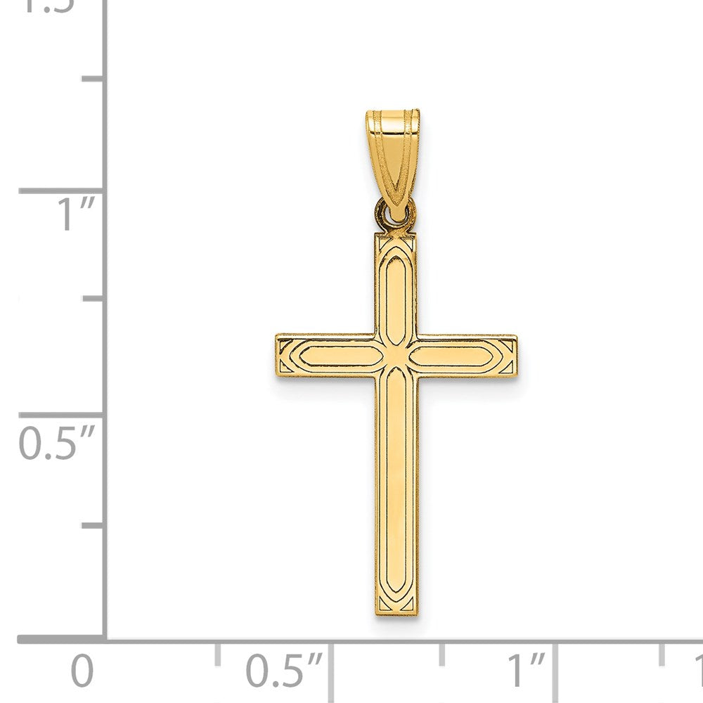 14K Gelbgold 14K Massiv Lasergraviert Geätzt Kreuz Anhänger