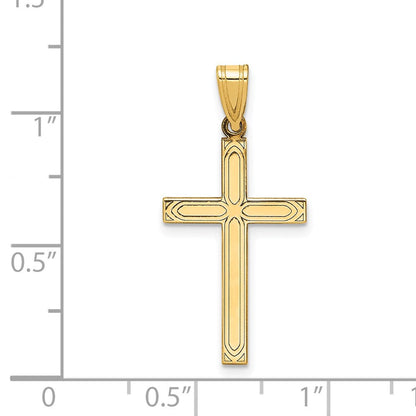 14K Gelbgold 14K Massiv Lasergraviert Geätzt Kreuz Anhänger