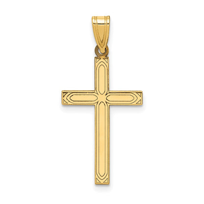 14K Gelbgold 14K Massiv Lasergraviert Geätzt Kreuz Anhänger