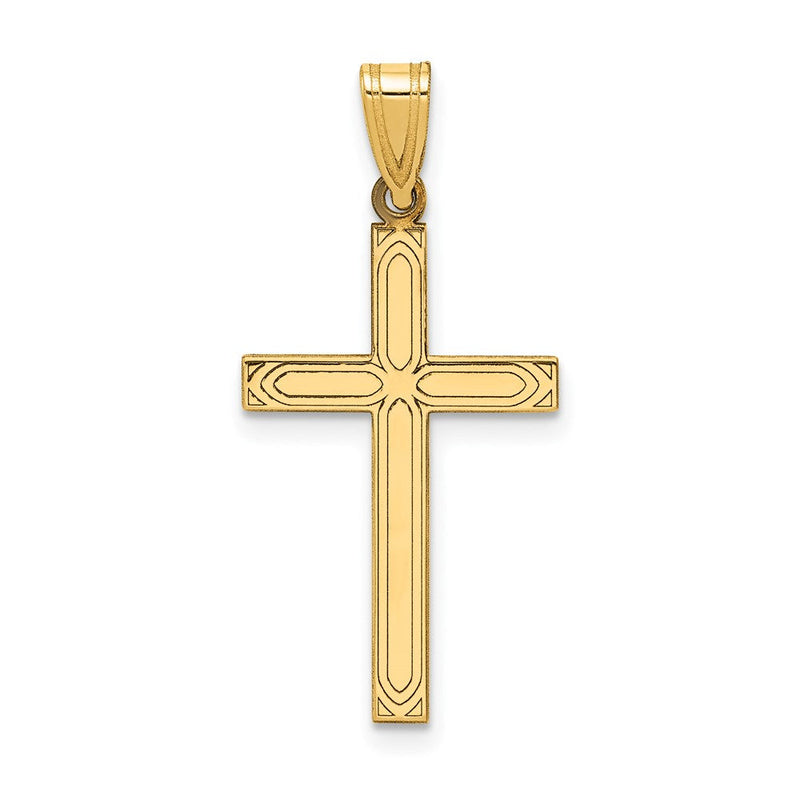 14K Gelbgold 14K Massiv Lasergraviert Geätzt Kreuz Anhänger