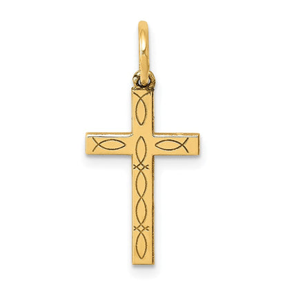 14K Gelbgold 14K Lasergeschnitten Ichthus Kreuz Charm