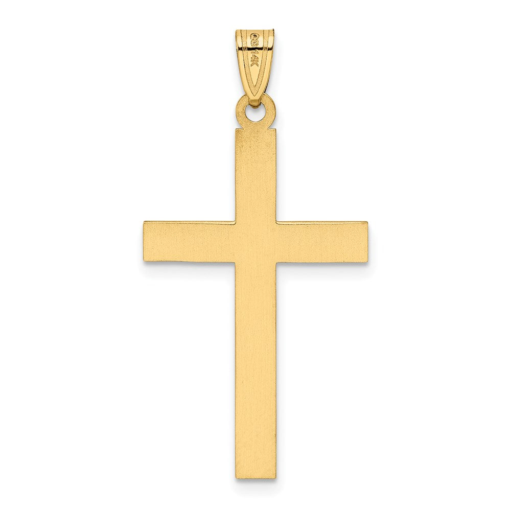 14K Gelbgold 14K Massiv Lasergraviert Geätzt Kreuz Anhänger