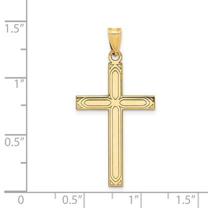 14K Gelbgold 14K Massiv Lasergraviert Geätzt Kreuz Anhänger
