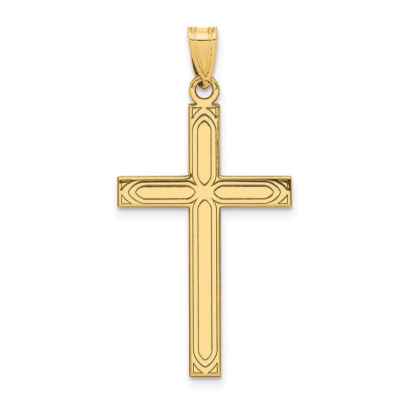 14K Gelbgold 14K Massiv Lasergraviert Geätzt Kreuz Anhänger