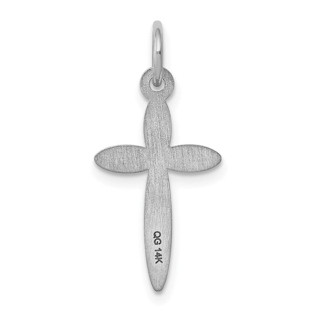 14K Weißgold 14K Weißgold Lasergraviert Kreuz Charm