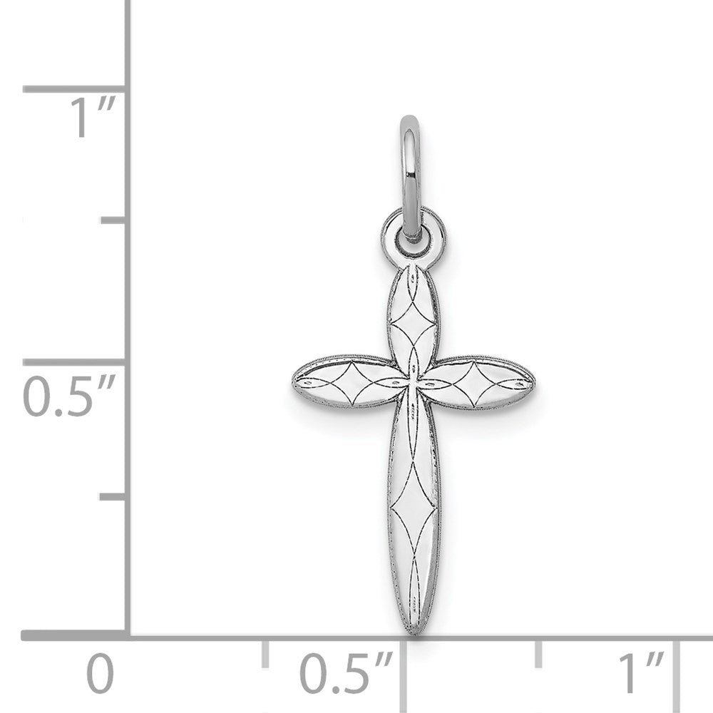 14K Weißgold 14K Weißgold Lasergraviert Kreuz Charm