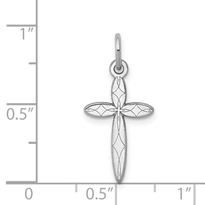 14K Weißgold 14K Weißgold Lasergraviert Kreuz Charm