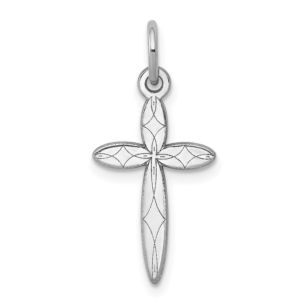 14K Weißgold 14K Weißgold Lasergraviert Kreuz Charm