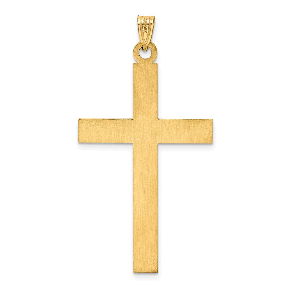 14K Gelbgold 14K Massiv Lasergraviert Geätzt Kreuz Anhänger