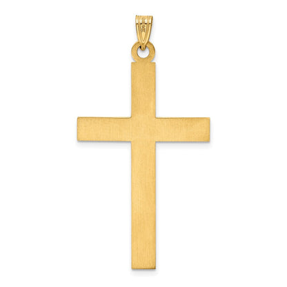 14K Gelbgold 14K Massiv Lasergraviert Geätzt Kreuz Anhänger