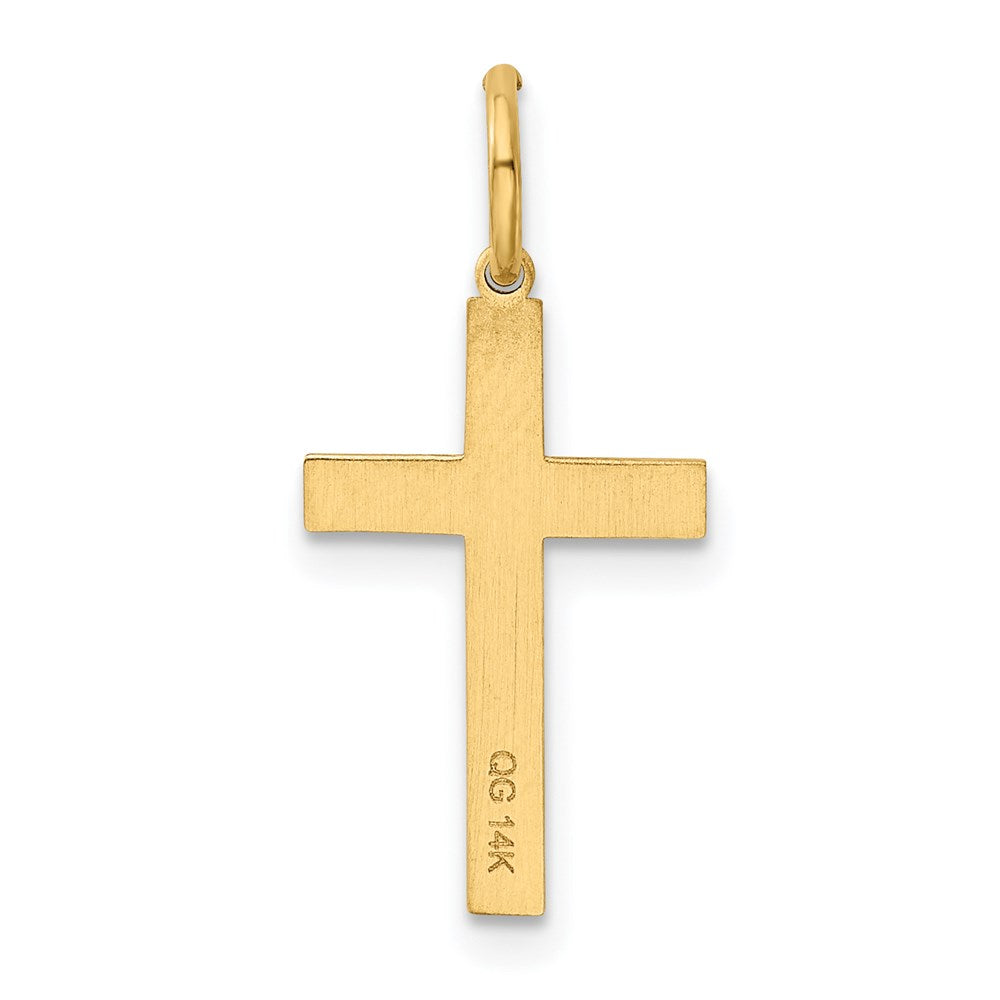 14K Gelbgold 14K Lasergraviert Kreuz Charm