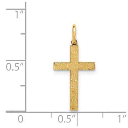 14K Gelbgold 14K Lasergraviert Kreuz Charm
