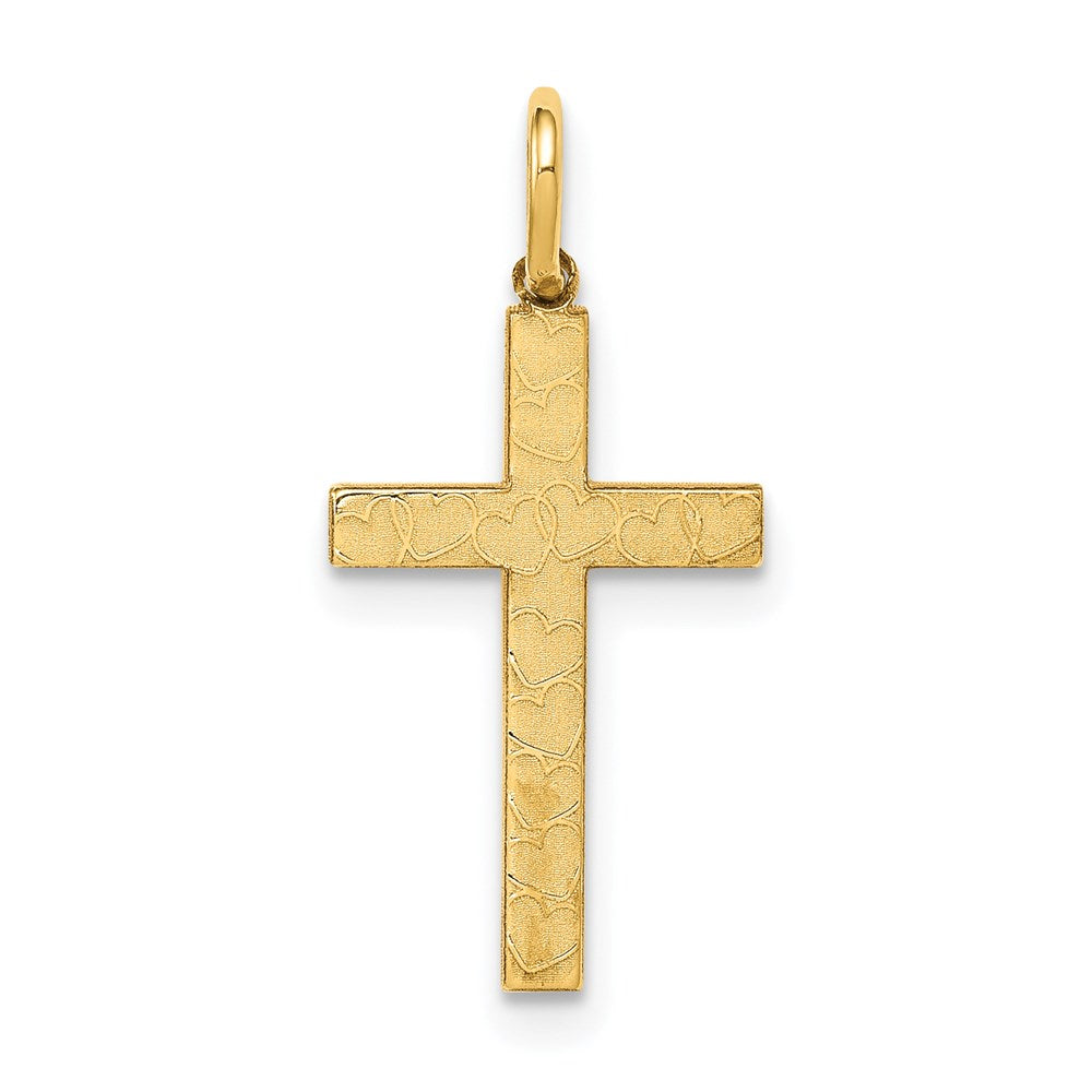 14K Gelbgold 14K Lasergraviert Kreuz Charm