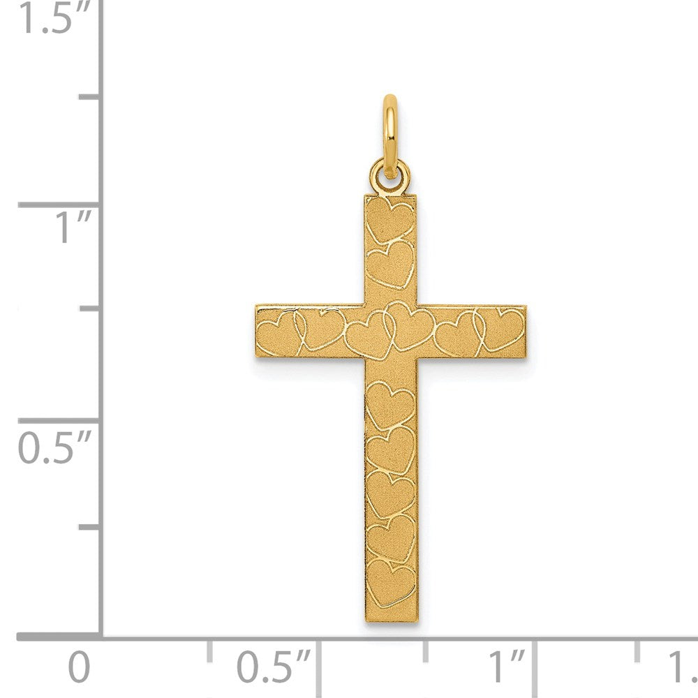 14K Gelbgold 14K Lasergraviert Kreuz Anhänger