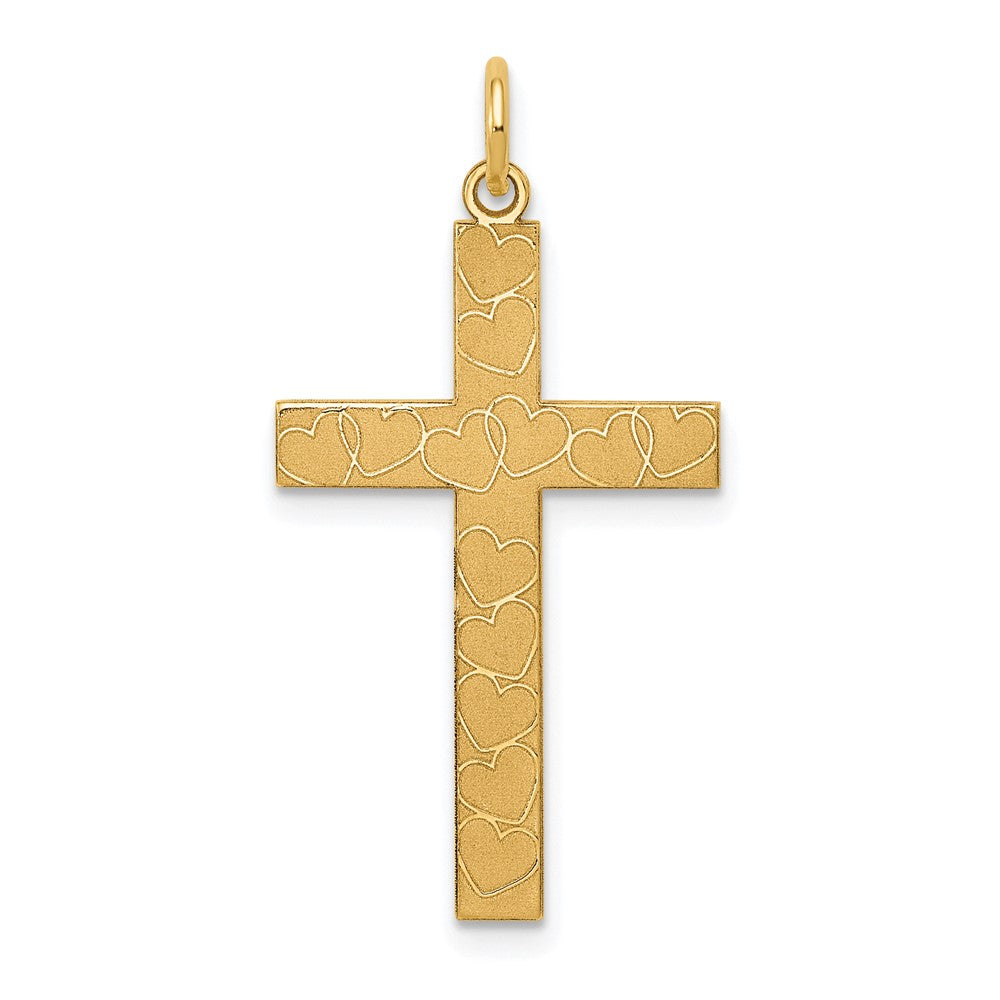 14K Gelbgold 14K Lasergraviert Kreuz Anhänger
