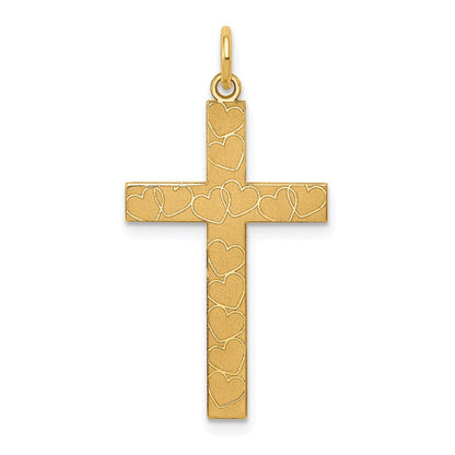 14K Gelbgold 14K Lasergraviert Kreuz Anhänger