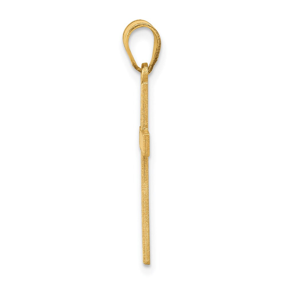 14K Gelbgold 14K Florentinisch Satiniert Kreuz Anhänger