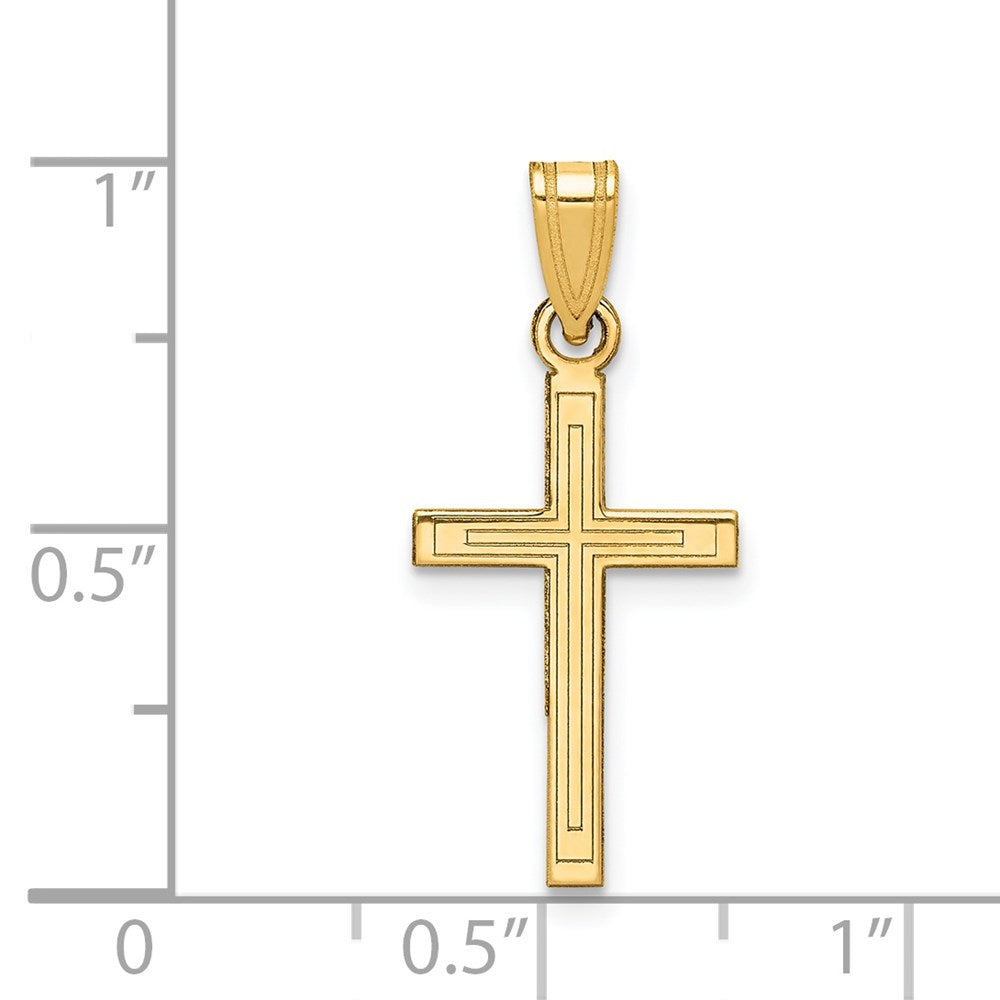 14K Gelbgold 14K Massiv Lasergraviert Geätzt Kreuz Anhänger