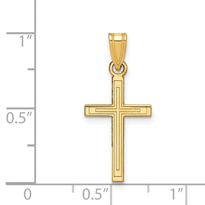 14K Gelbgold 14K Massiv Lasergraviert Geätzt Kreuz Anhänger