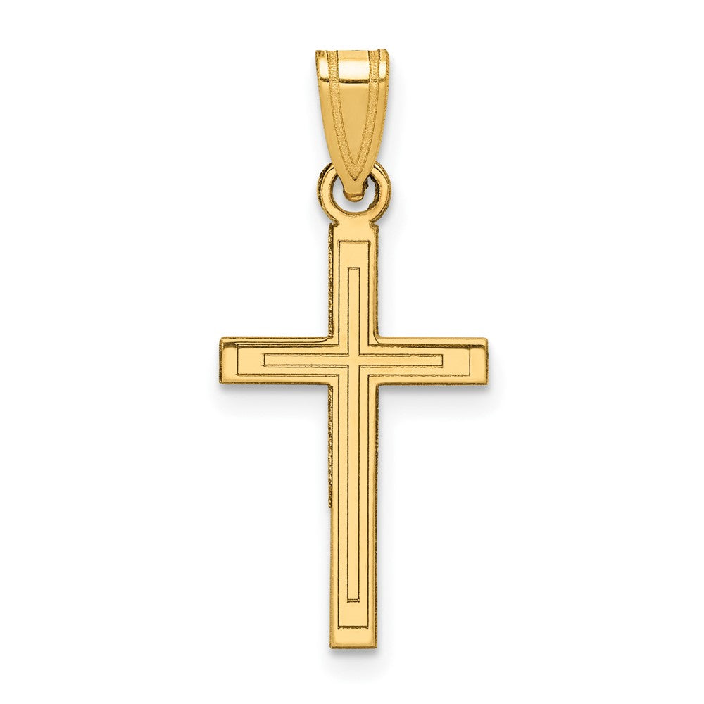 14K Gelbgold 14K Massiv Lasergraviert Geätzt Kreuz Anhänger