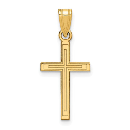 14K Gelbgold 14K Massiv Lasergraviert Geätzt Kreuz Anhänger