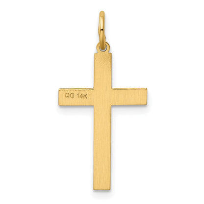 14K Gelbgold 14K Lasergraviert Kreuz Charm