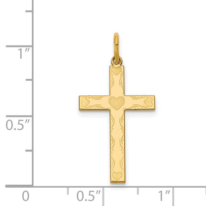 14K Gelbgold 14K Lasergraviert Kreuz Charm