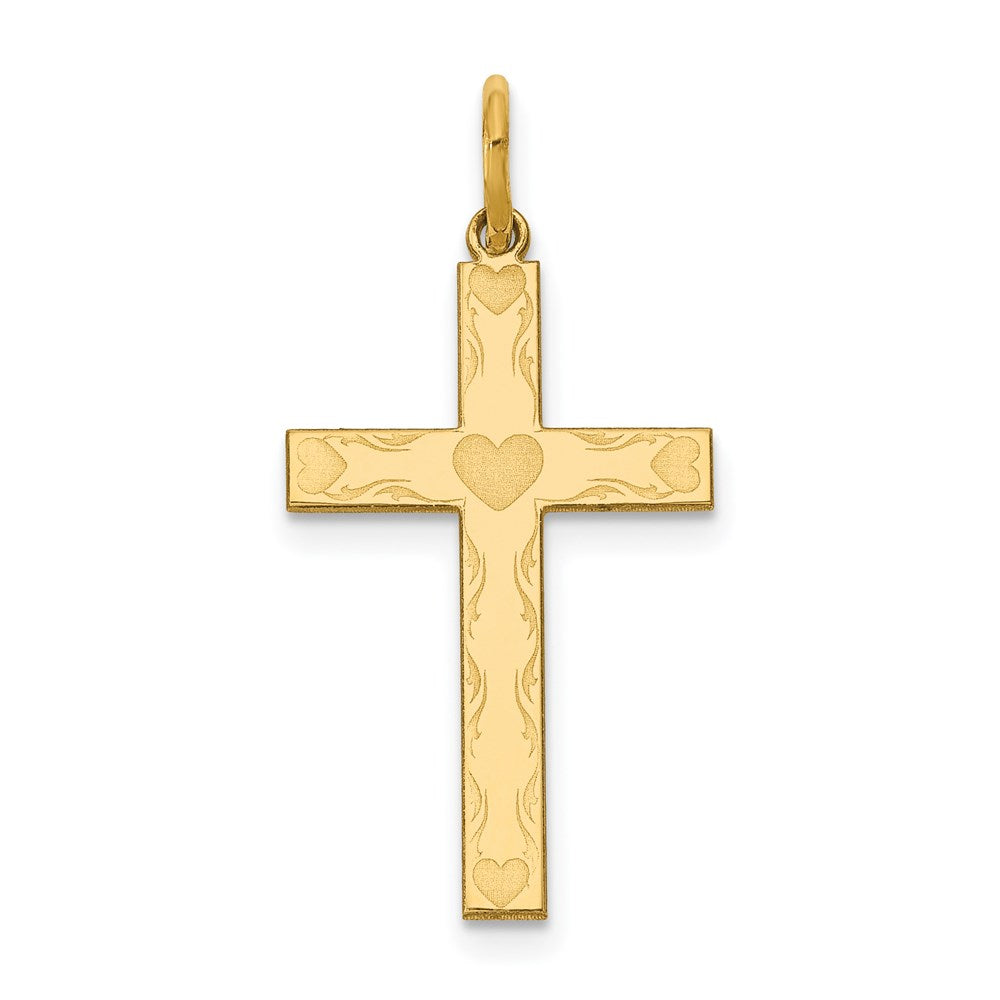 14K Gelbgold 14K Lasergraviert Kreuz Charm