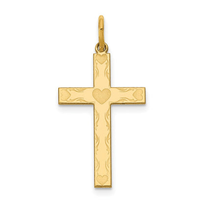 14K Gelbgold 14K Lasergraviert Kreuz Charm