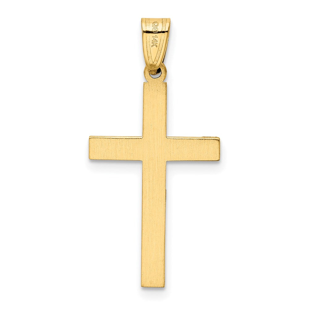 14K Gelbgold 14K Massiv Lasergraviert Geätzt Kreuz Anhänger