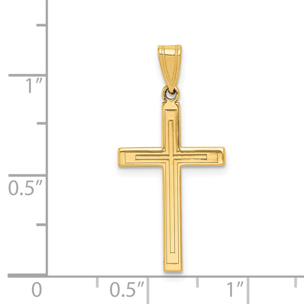 14K Gelbgold 14K Massiv Lasergraviert Geätzt Kreuz Anhänger