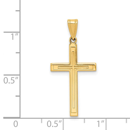 14K Gelbgold 14K Massiv Lasergraviert Geätzt Kreuz Anhänger