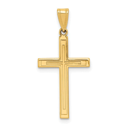 14K Gelbgold 14K Massiv Lasergraviert Geätzt Kreuz Anhänger