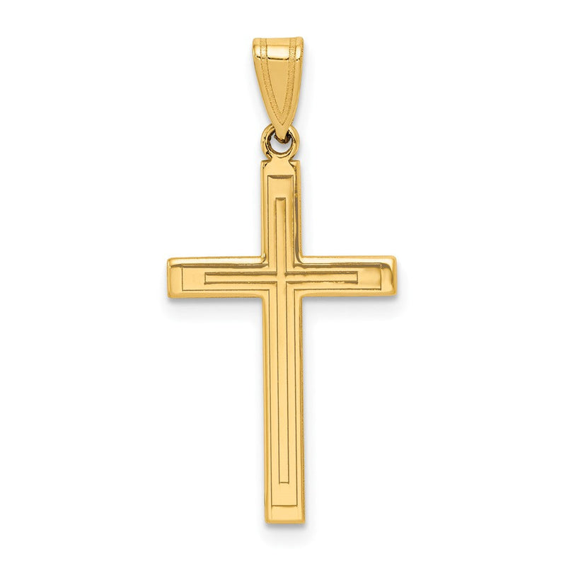 14K Gelbgold 14K Massiv Lasergraviert Geätzt Kreuz Anhänger
