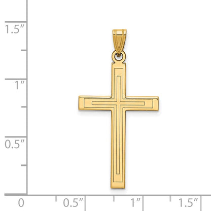 14K Gelbgold 14K Massiv Lasergraviert Geätzt Kreuz Anhänger