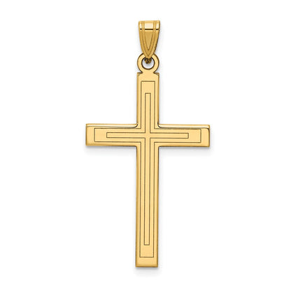 14K Gelbgold 14K Massiv Lasergraviert Geätzt Kreuz Anhänger